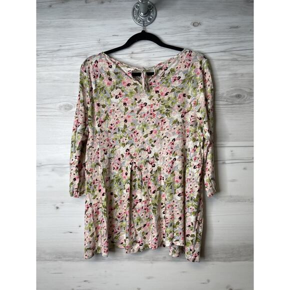 J Jill Love Linen Shirt Womens Large Floral 3/4 Sleeve Lightweight Button Up Top - Picture 10 of 10